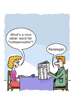 Cartoon of couple; man answers "Paralegal".