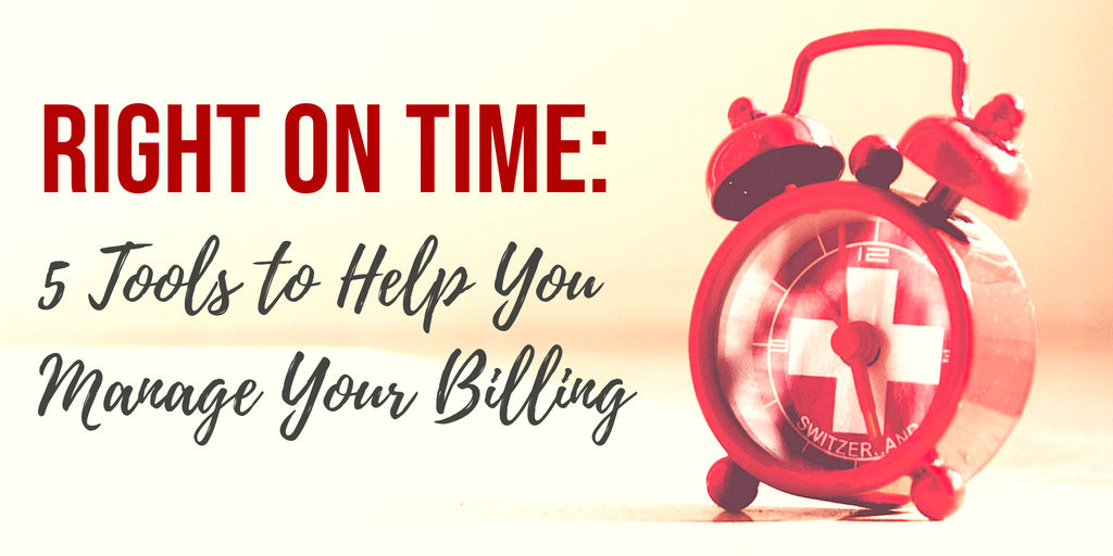 Red alarm clock with billing headline