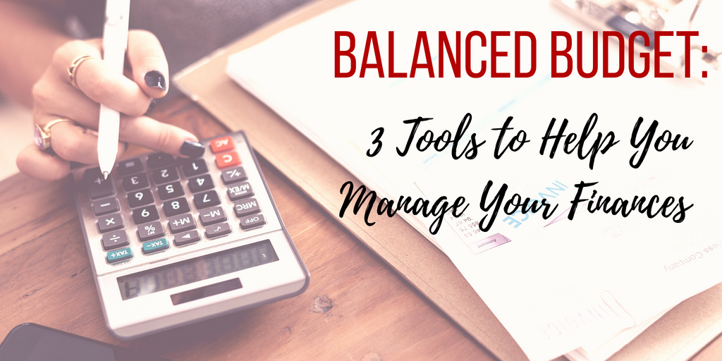 Hand using calculator with budget documents