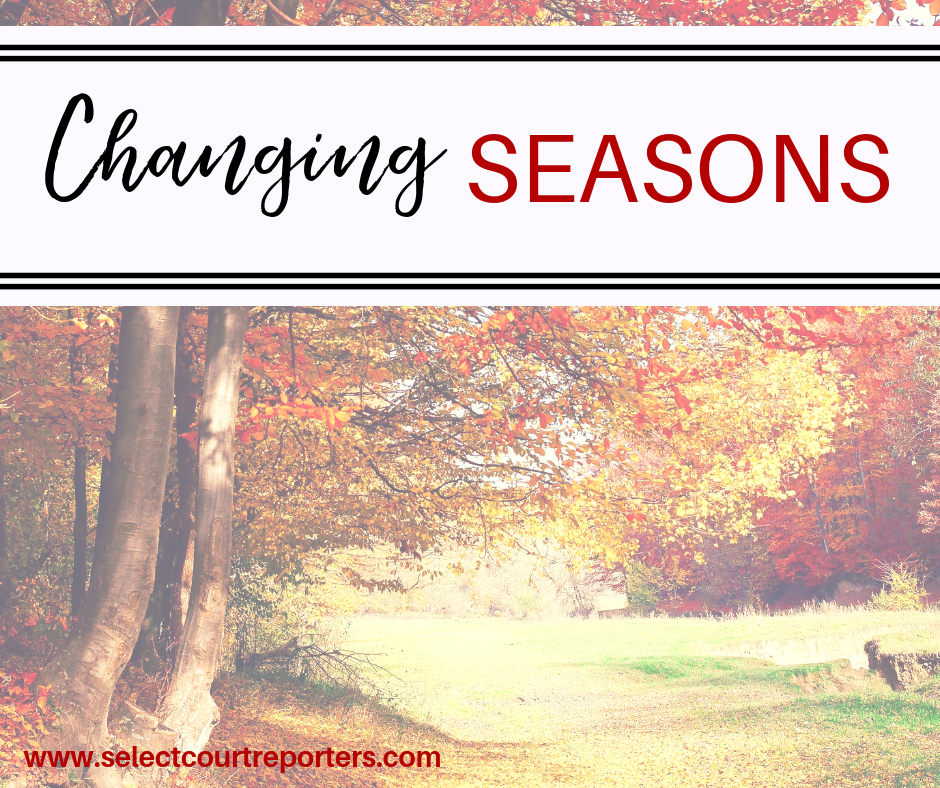 Autumn trees with Changing SEASONS banner