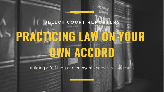 Law books on shelf with practice headline