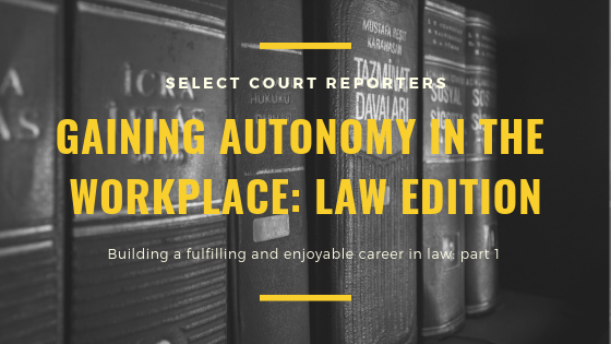 Legal books with workplace autonomy title slide